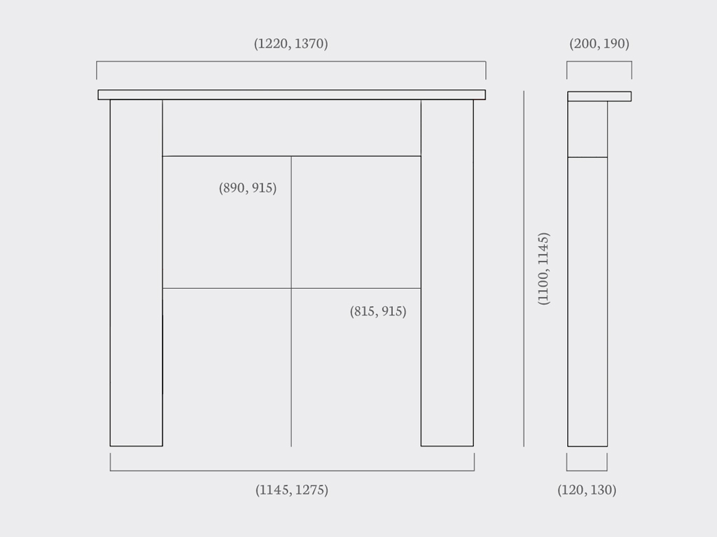 Appledore fireplace dimensions
