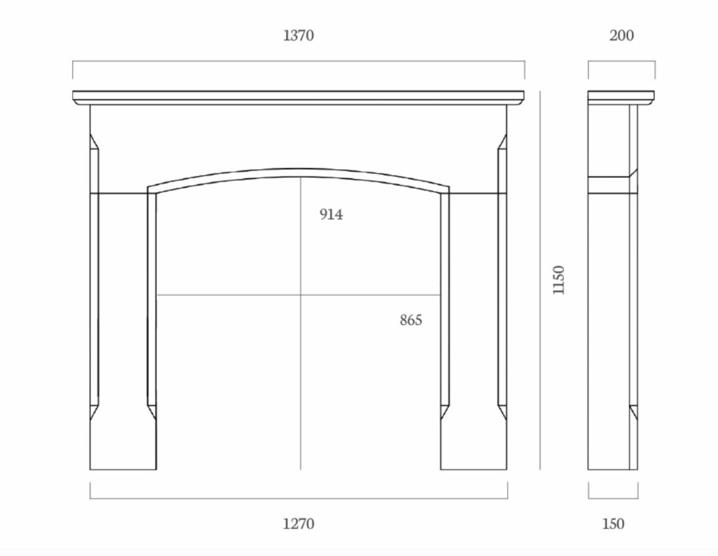 The Bellingham 54″ Fireplace Mantel dimensions The Bellingham 54″ Fireplace Mantel dimensions