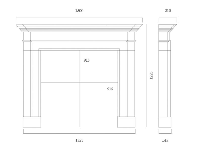 The Clarence 59″ Fireplace Mantel dimensions The Clarence 59″ Fireplace Mantel dimensions