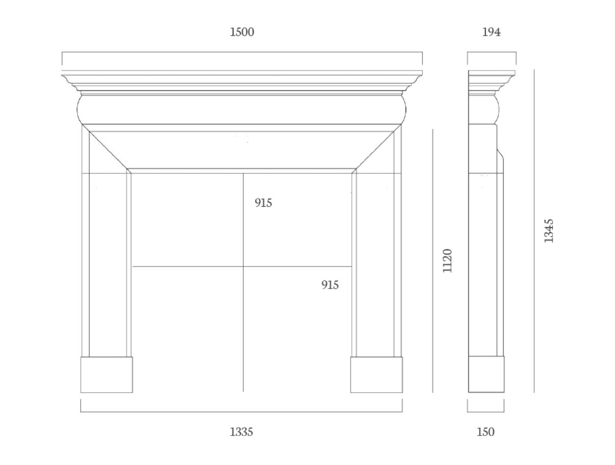 The Hampton 59″ Fireplace mantel dimensions The Hampton 59″ Fireplace mantel dimensions