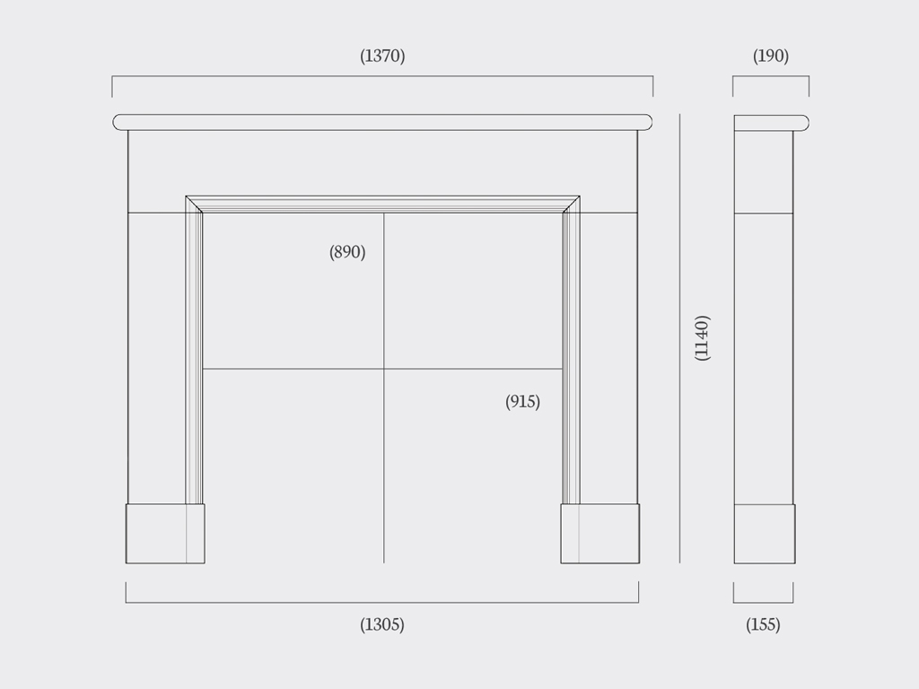 The Hanwell Fireplace mantel dimensions