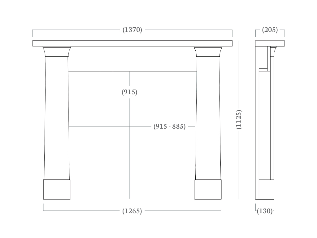 Luxor 54″ Fireplace Mantel Dimensions Luxor 54″ Fireplace Mantel Dimensions