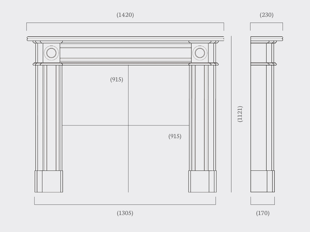 The Hogarth 56″ Mantel Dimensions