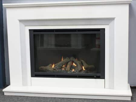 Elgin and Hall 52 Cassius LPG Gas Fire Suite in White Micromarble