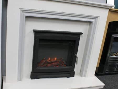 Elgin and Hall 54" Vamella Fireplace in White Micro marble with Grey Micro marble Inlay (Chelmsford shop)