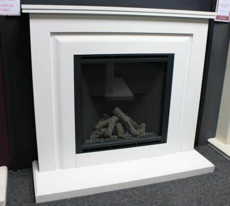 Elgin and Hall 48 Mariella Gas Fireplace Suite in White Micro Marble