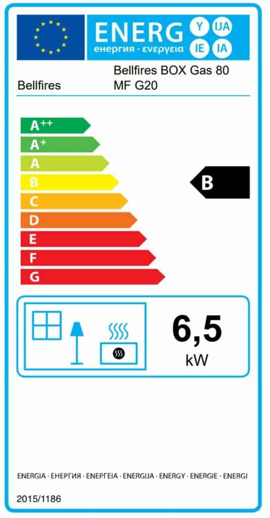 Box 80 Gas Fire energy label