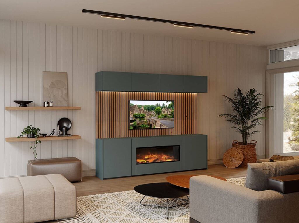 Bexley small fireplace and entertainment center