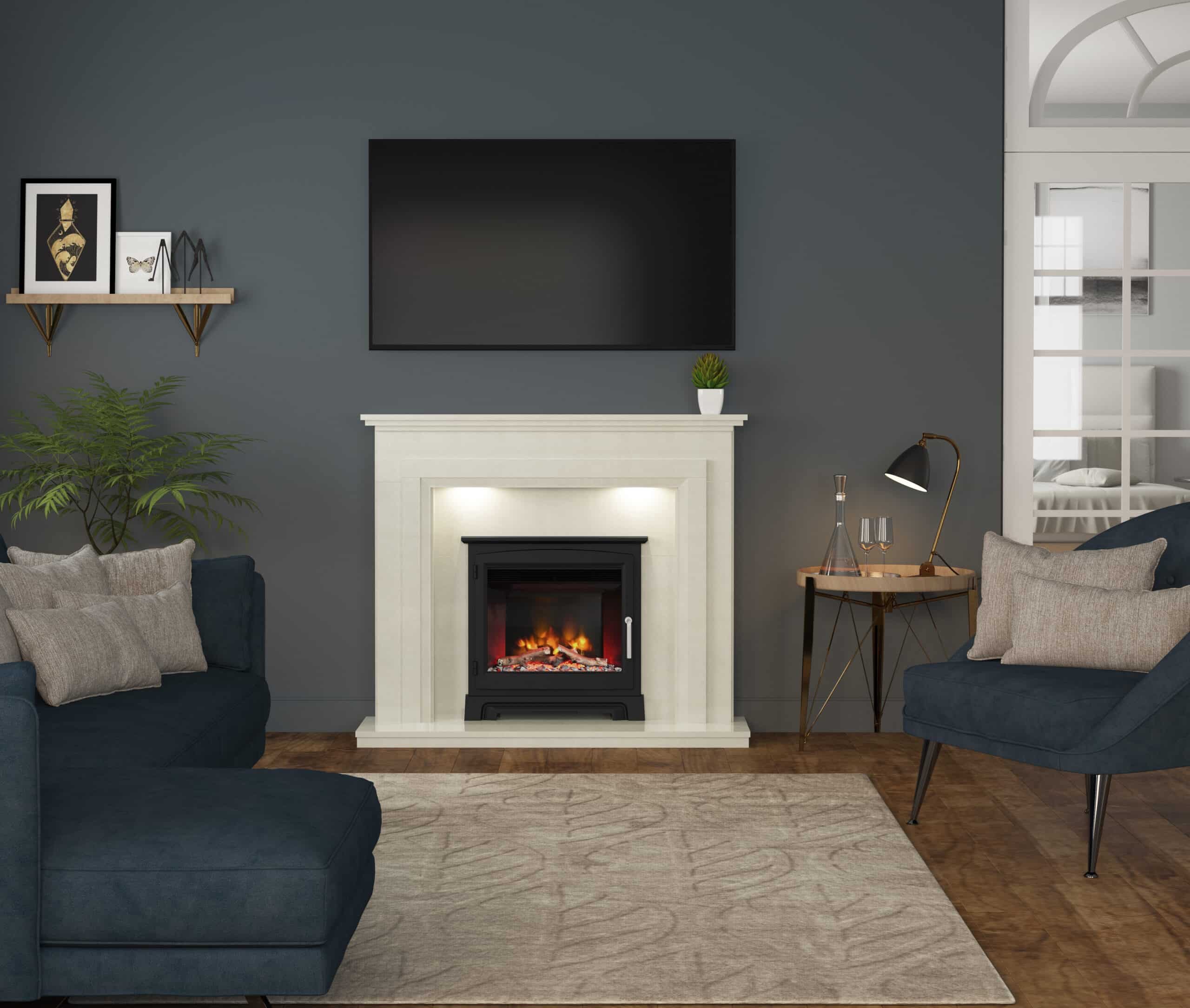 Saxton 22 - Cast Stove Front Electric Inset Fire decor