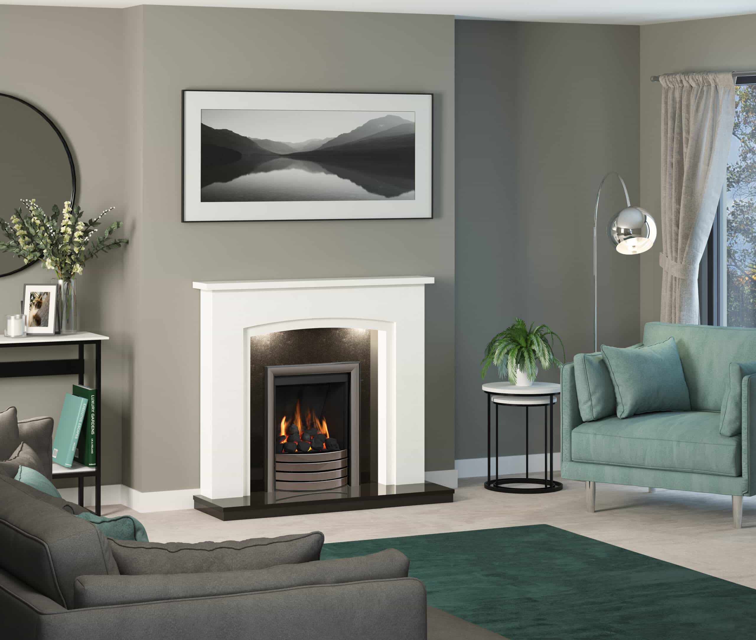 Sherborne in White MicroMarble fire surround decor 2