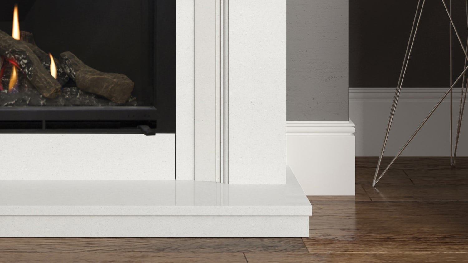 Sinderhope in White Micromarble with Highcliffe 950 Gas bottom detail