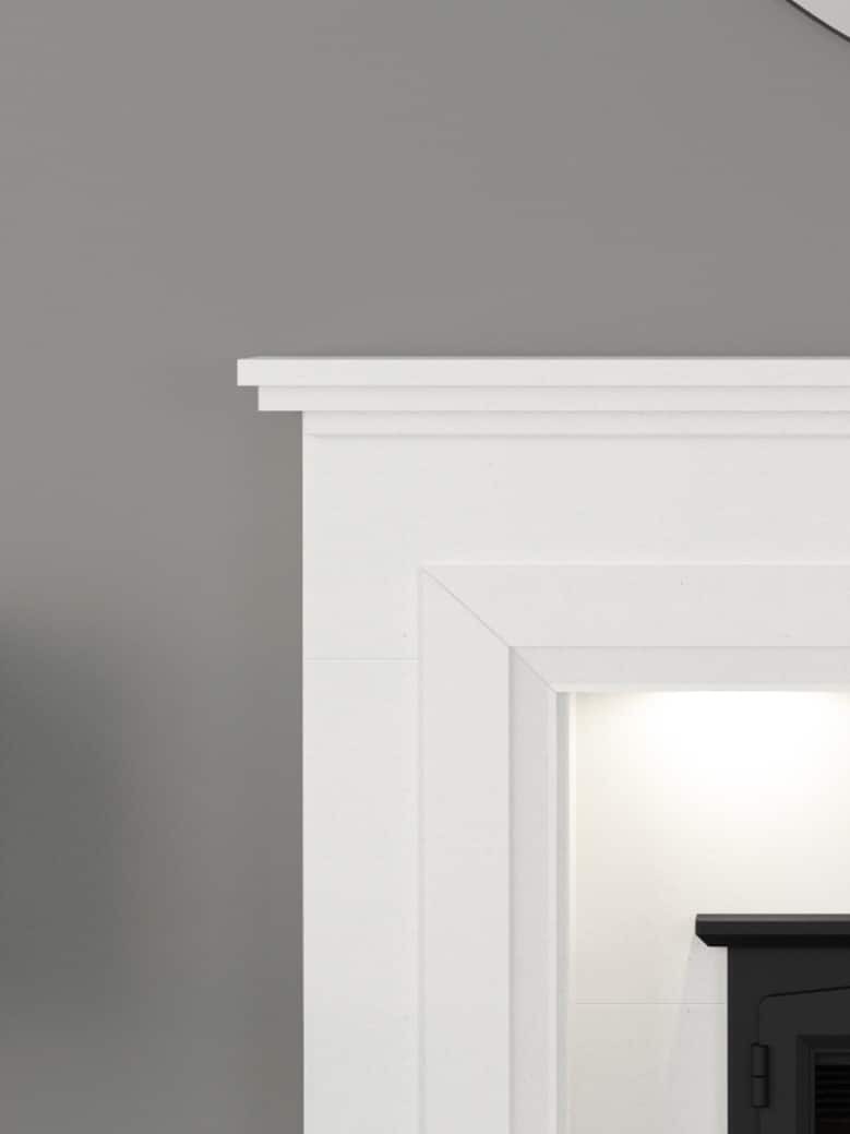 Stonehaven in White micromarble with Saxton 22 with Cast Front top detail
