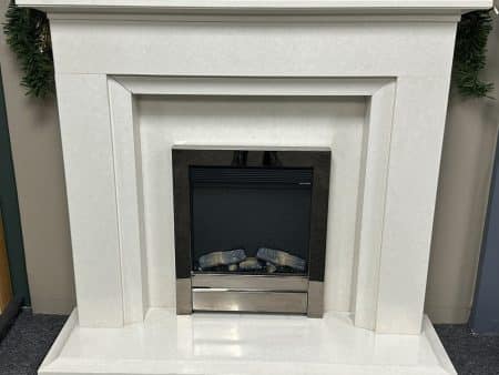 Arnolds Natura Priory 48” Fireplace Suite in White Micromarble