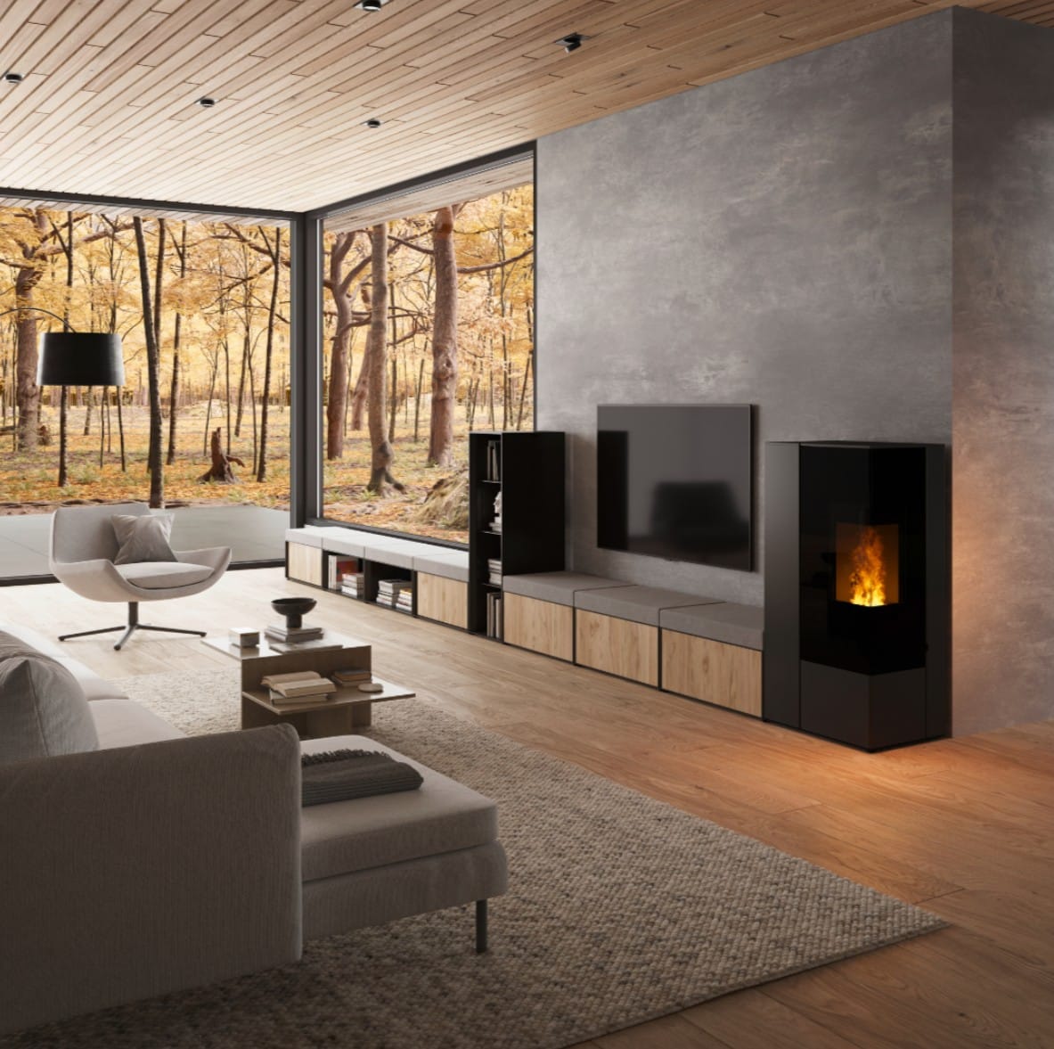 Connet edge pellet stove wall