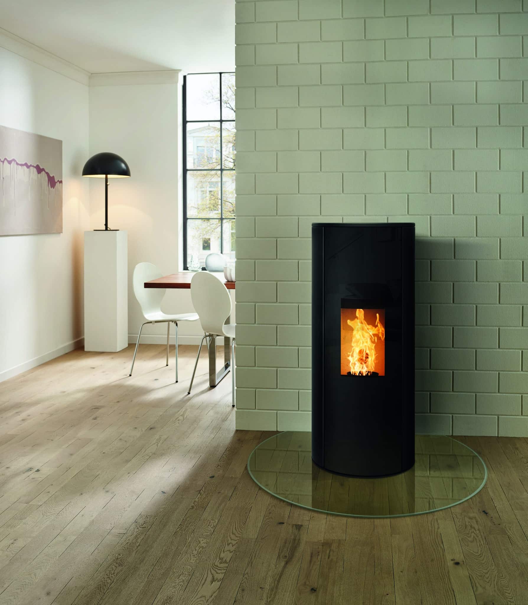 CORSO pellet stove in dining room