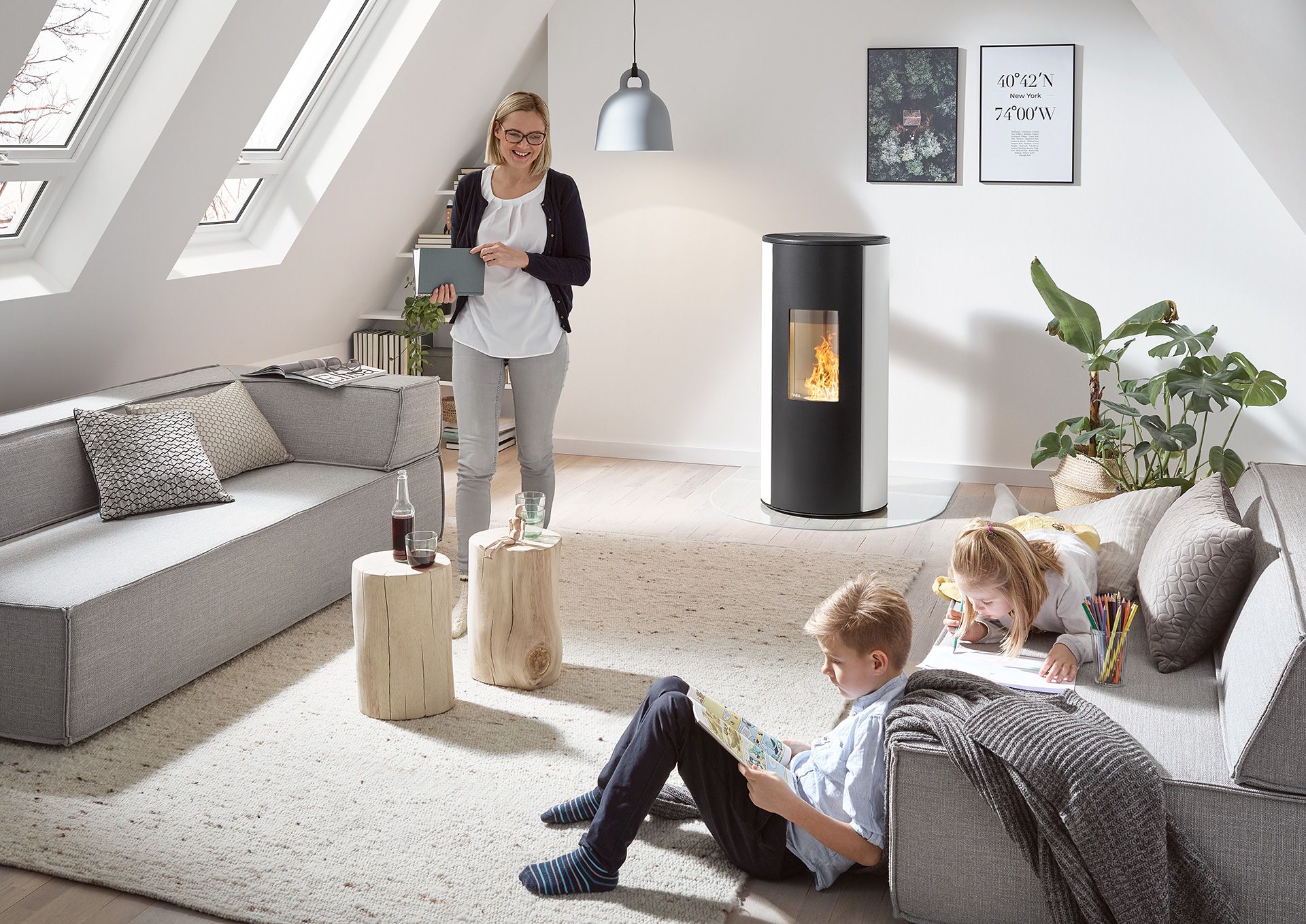 COSMO pellet stove in family enviroment