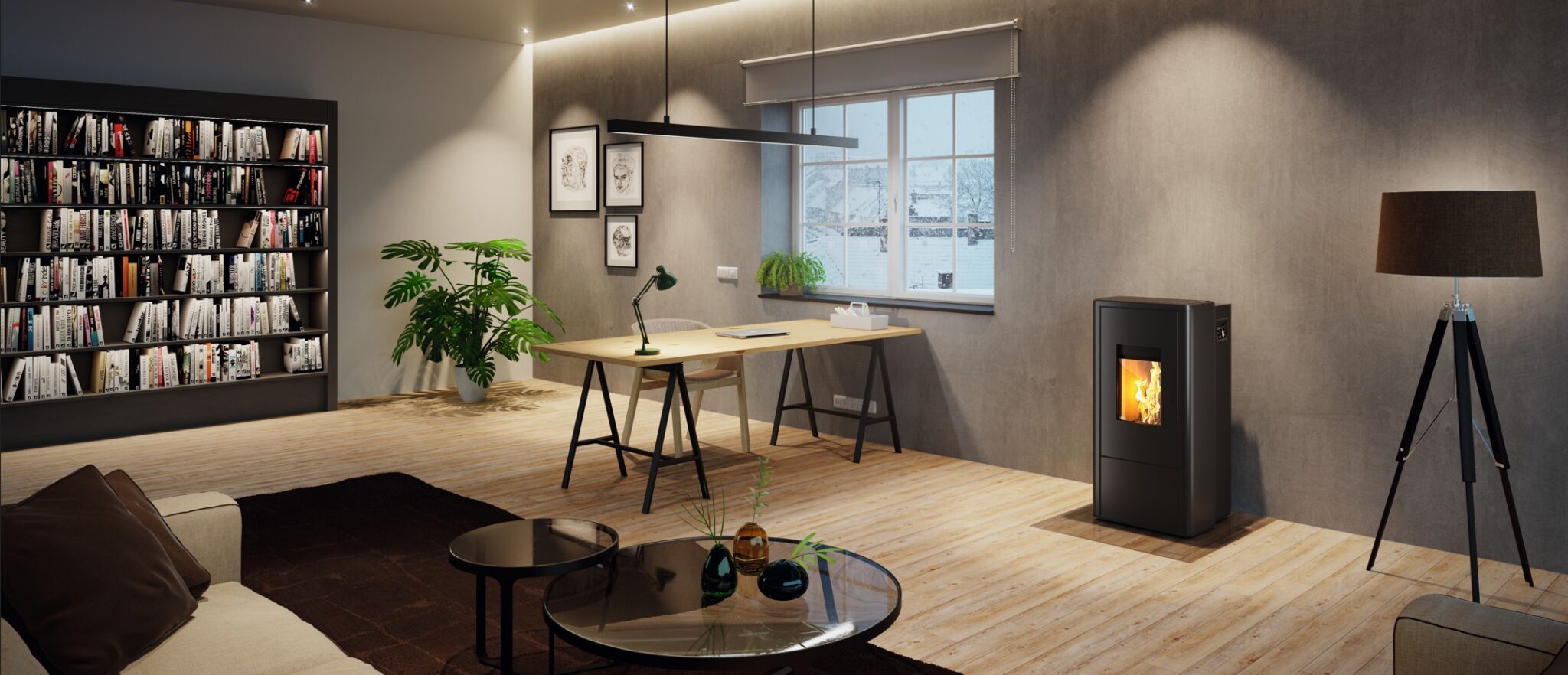 LIVO Pellet stove in a living space