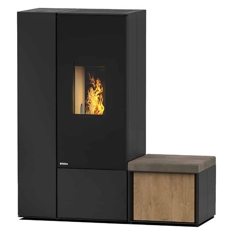 Connect pellet stove with side unit