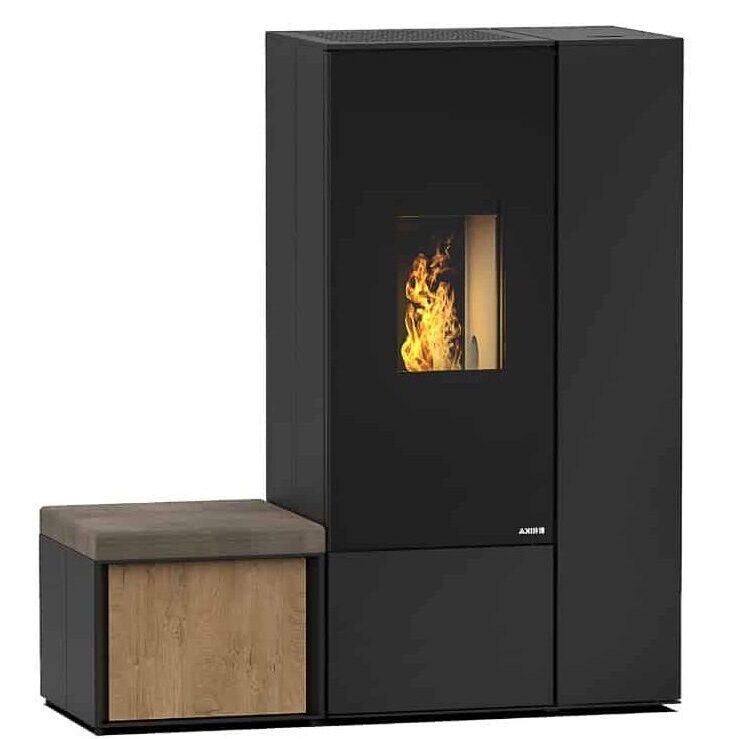 Connect pellet stove with side unit