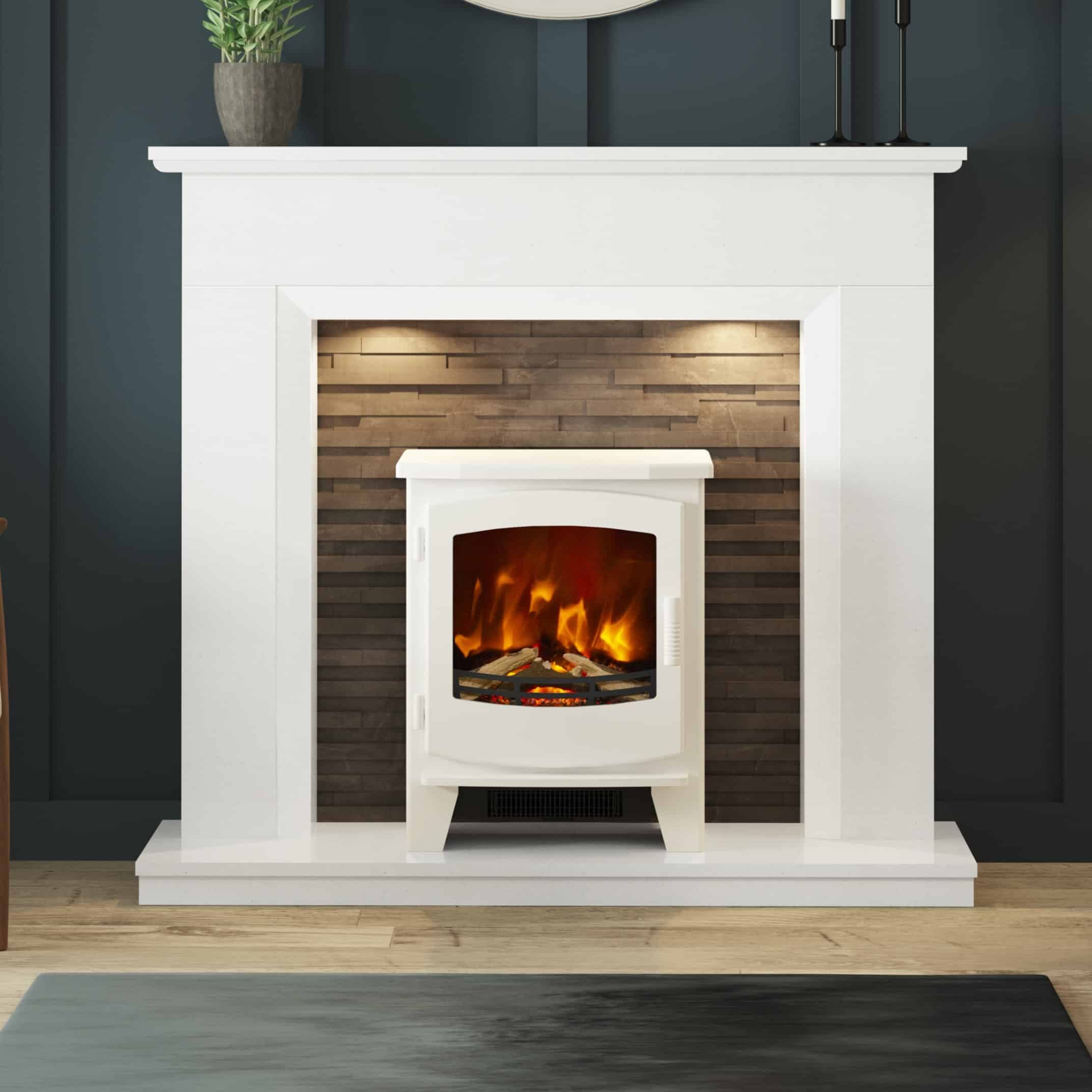 Kirkbridge in White Micromarble with Black Slate Back Panel and Foxworthy Small Inset in Ash White