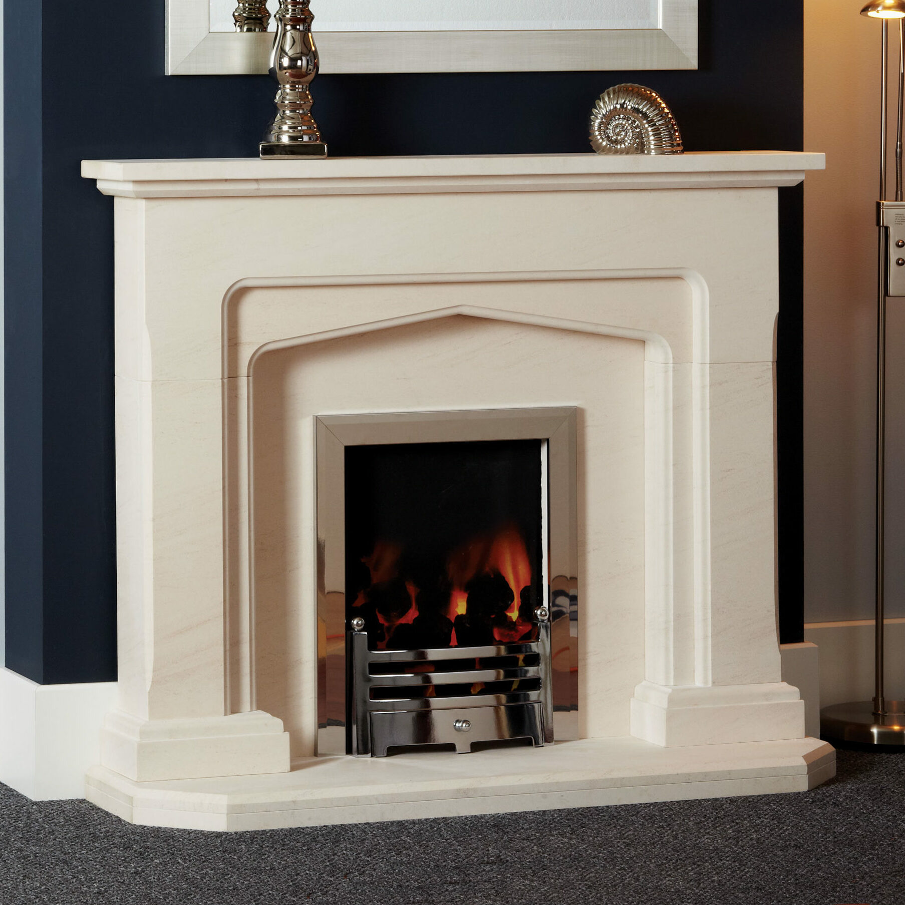 Madison Limestone Fireplace Hearth)