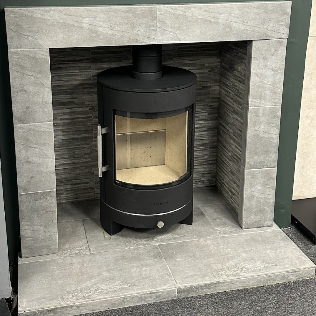 OER Ash Grey Fireplace with Split Stone Interior Only