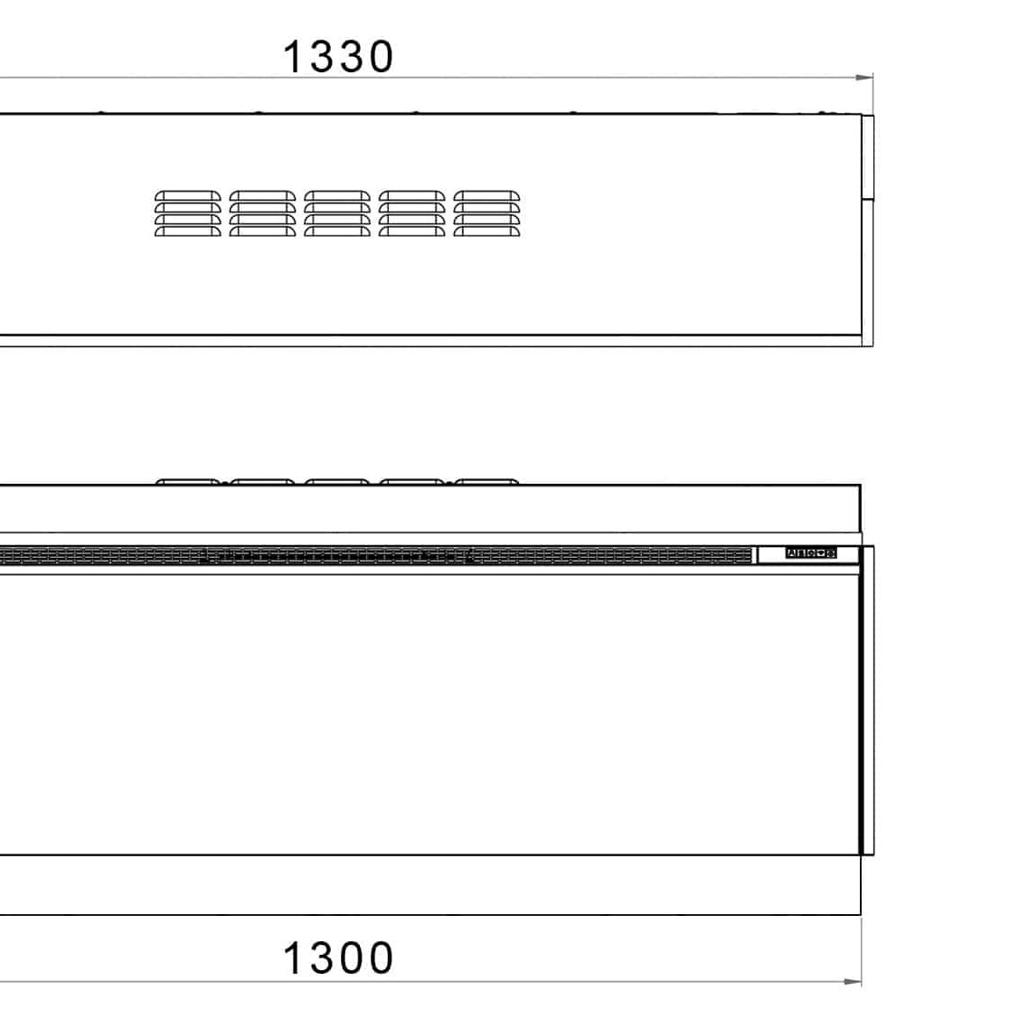 VS130 Inset electric fire dimensions