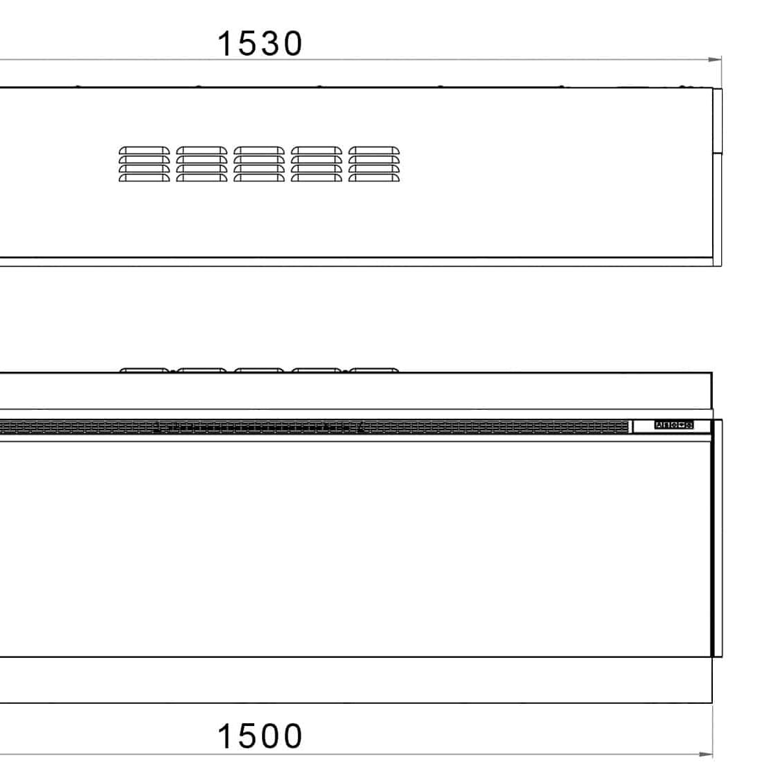VS150 Inset electric fire dimensions 1