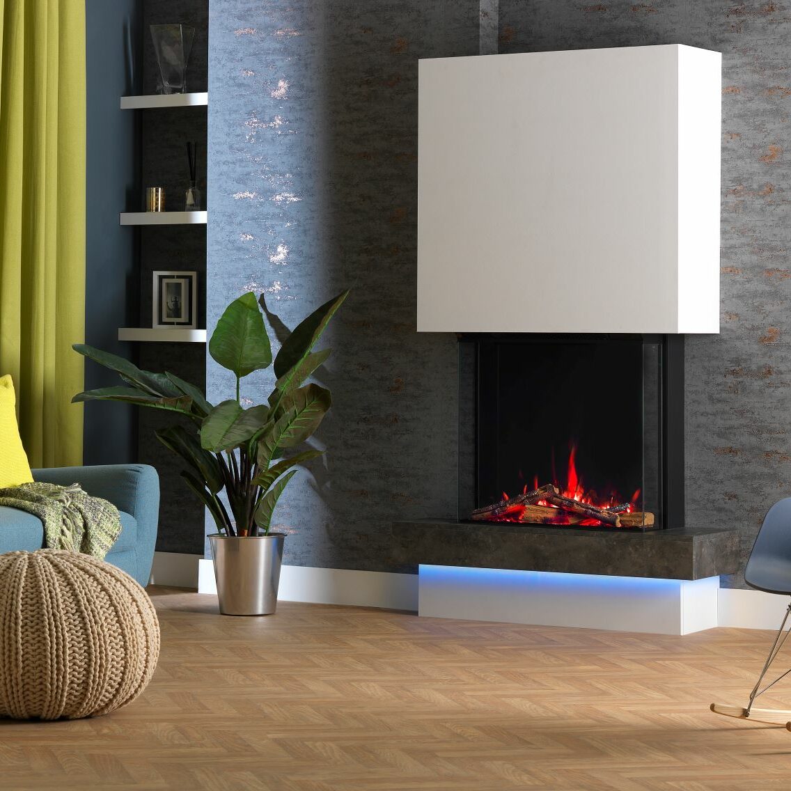 ambient lighting on an electric fire