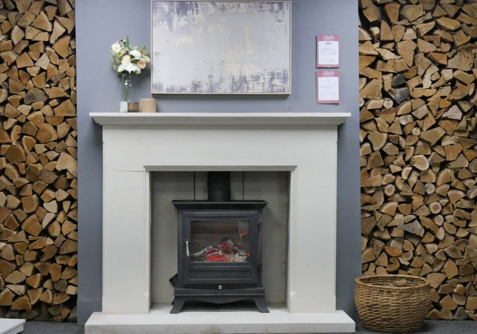 Wessex Aston Bath Stone Fireplace with Chesneys Beaumont 8WS Mk3 Woodburner