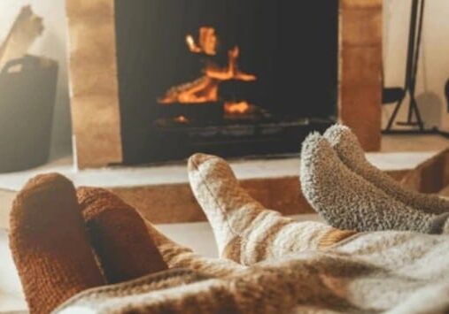 feet warming near a fire
